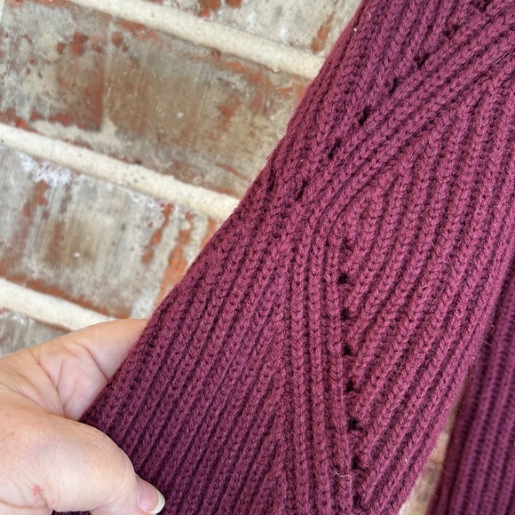 Ann Taylor Burgundy Lace-Up Knit Sweater - Picture 5 of 10